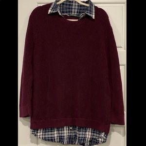 Ralph Lauren Burgundy Plaid Sweater 1 XL